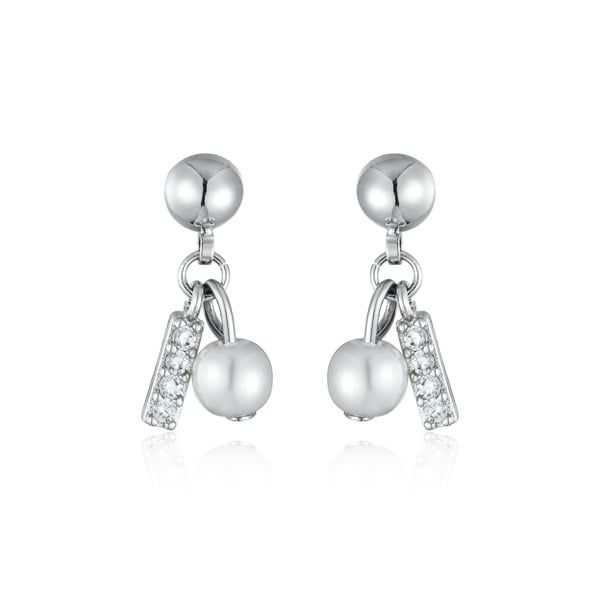 STK1438 氣質珍珠與幾何一字鑽 耳針/無耳洞黏貼式耳環