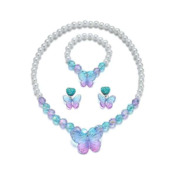 珍珠幻彩蝴蝶 黏貼式耳環飾品盒 (4件組)