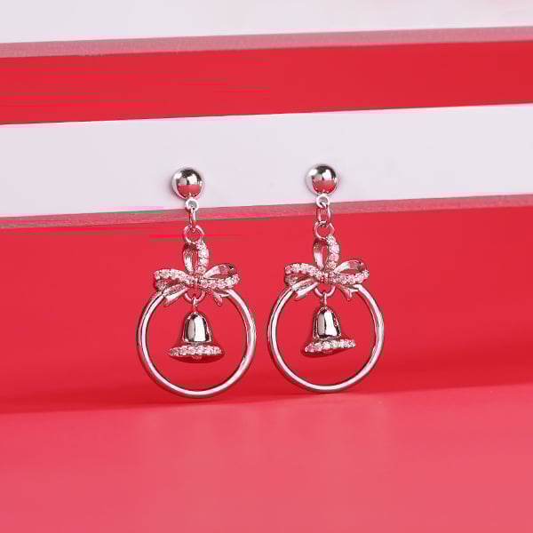 STK1461 聖誕浪漫銀鈴耳語  耳針/無耳洞黏貼式耳環