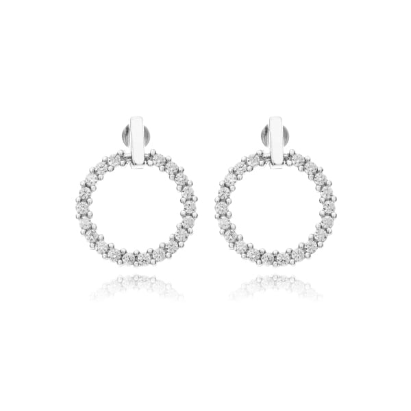 STK1425 璀璨滿鑽幾何圓圈 耳針/無耳洞黏貼式耳環