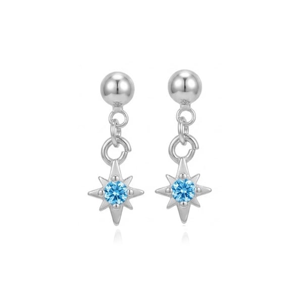 STK1428 璀璨星芒藍鑽垂墜 耳針/無耳洞黏貼式耳環