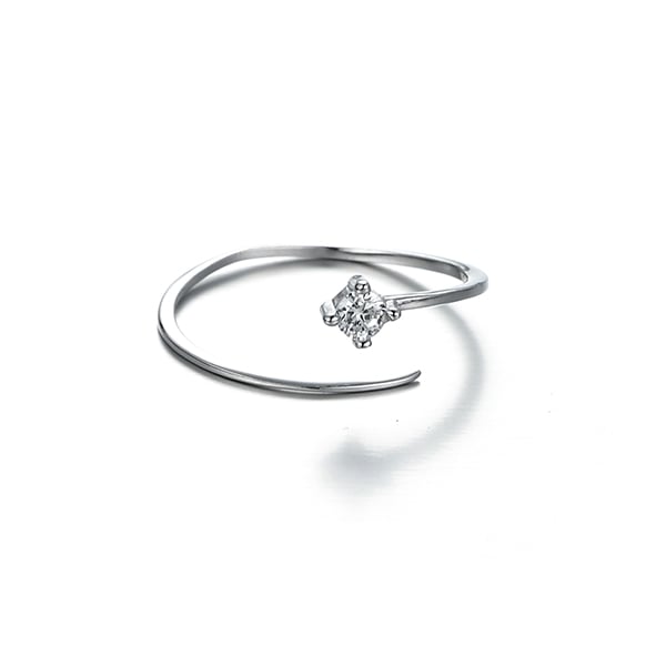 RNG280 簡約單鑽開口戒指[純銀]