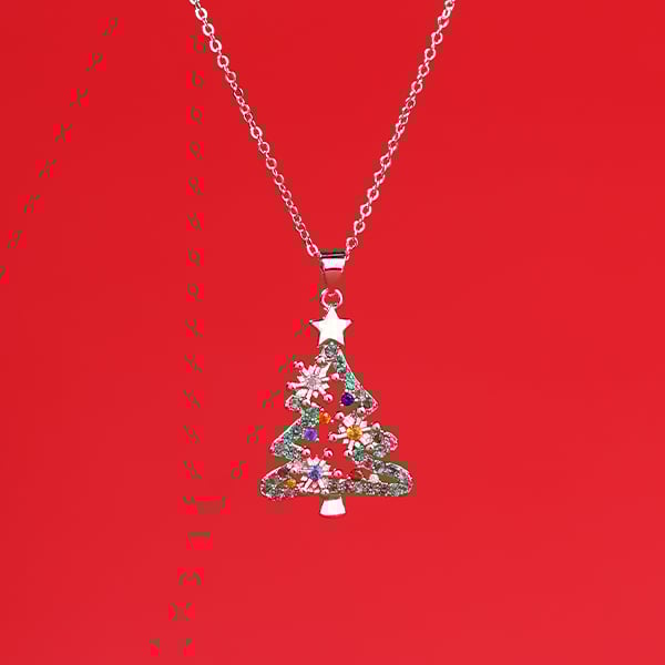 NKC333 聖誕星亮聖誕樹磁扣項鍊