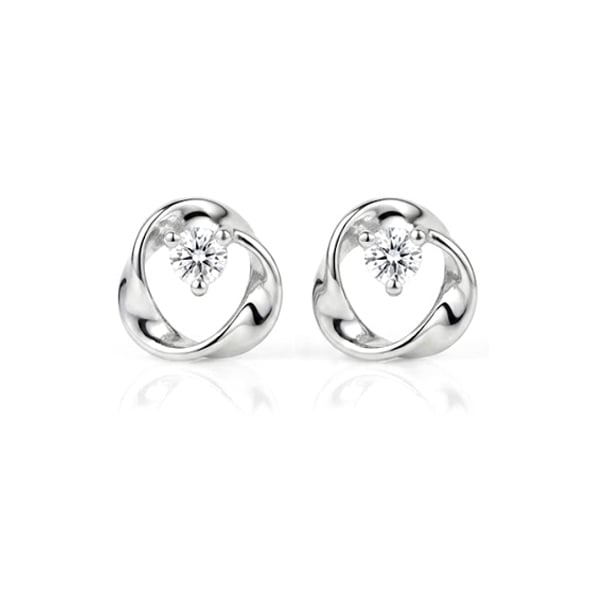 STK1408 莫比烏斯扭結單鑽 耳針/無耳洞黏貼式耳環