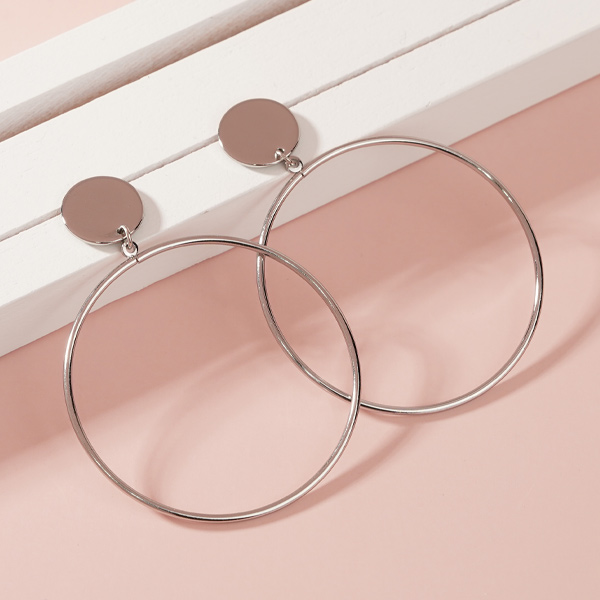 氣質簡約金屬圓環 無耳洞黏貼式耳環