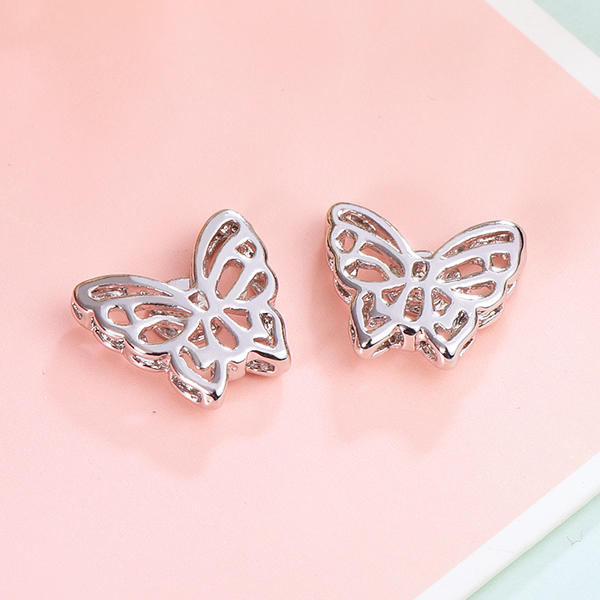 雙層立體簍空蝴蝶 無耳洞黏貼式耳環