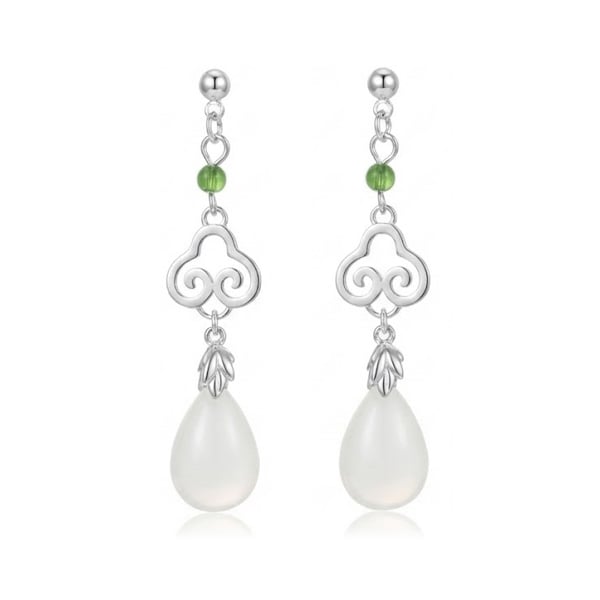 STK1429 古典如意雲紋長墜 耳針/無耳洞黏貼式耳環