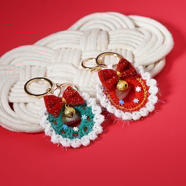 KCN034 聖誕經典紅綠花圈吊飾