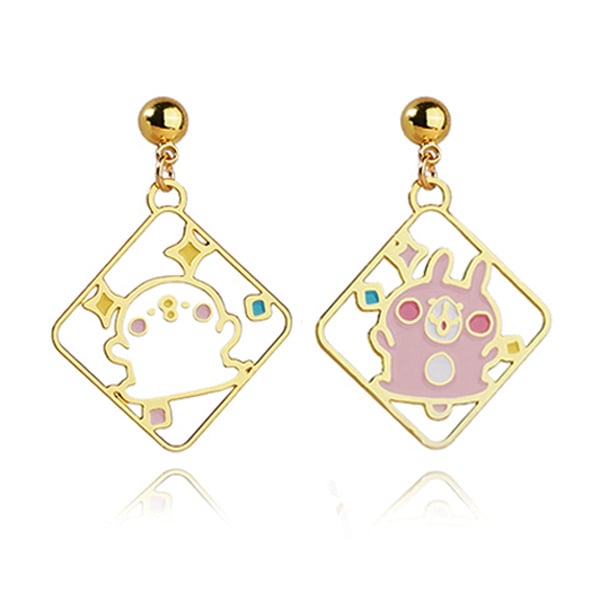 卡娜赫拉的小動物 手舞足蹈的兔兔與P助 無耳洞黏貼式耳環