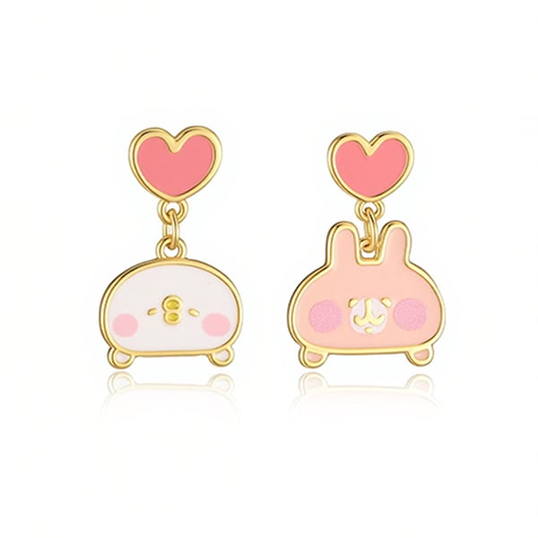 卡娜赫拉的小動物 心動的兔兔與P助 無耳洞黏貼式耳環