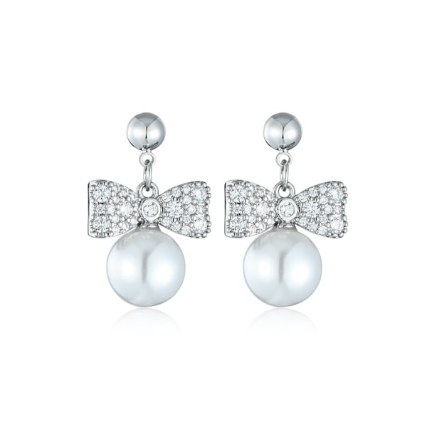 STK1427 氣質滿鑽蝴蝶結大珍珠 耳針/無耳洞黏貼式耳環