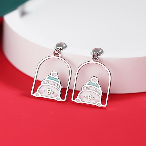 卡娜赫拉的小動物 聖誕P助小屋 無耳洞黏貼式耳環