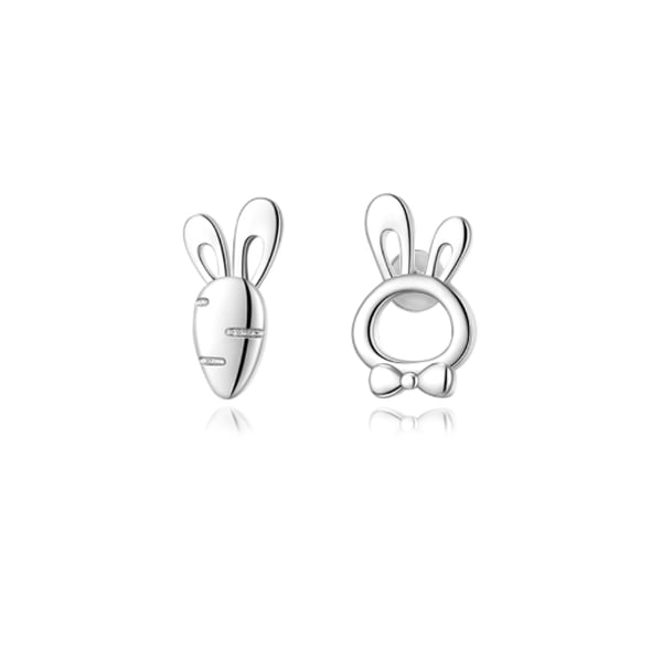 STK1413 俏皮不對稱萌兔胡蘿蔔 耳針/無耳洞黏貼式耳環