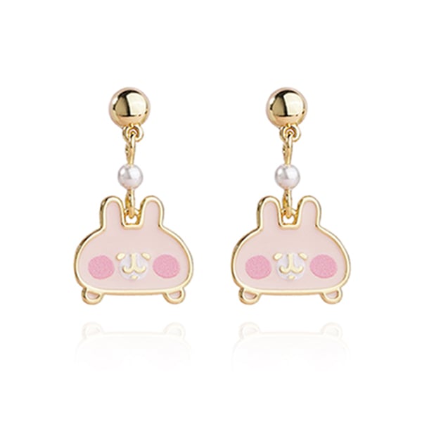 卡娜赫拉的小動物 甜美珍珠兔兔 無耳洞黏貼式耳環