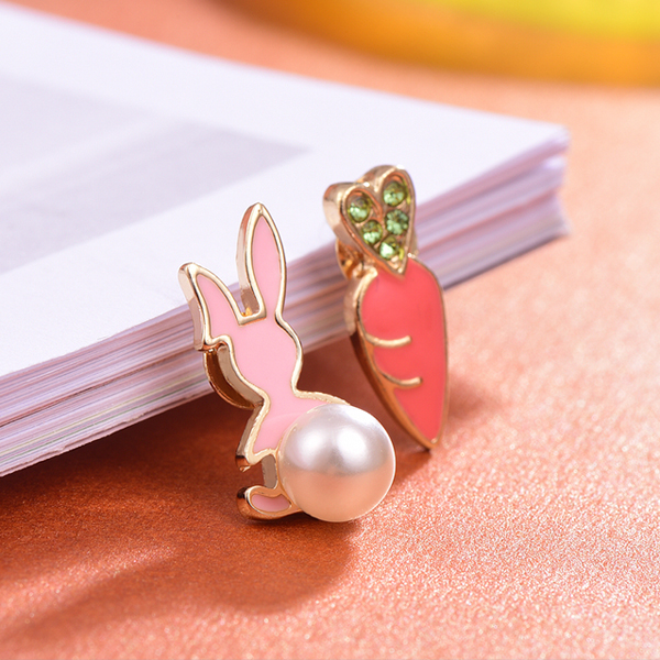 兔子與胡蘿蔔不對稱 耳針/黏式耳環