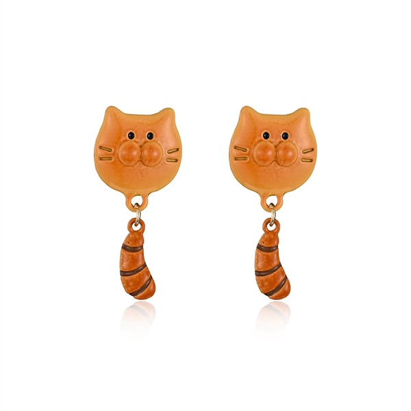 STK1300 貓貓尾巴麵包 耳針/無耳洞黏貼式耳環