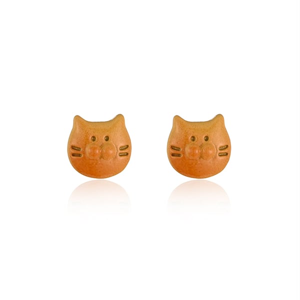 STK1295 迷你小貓麵包 耳針/無耳洞黏貼式耳環